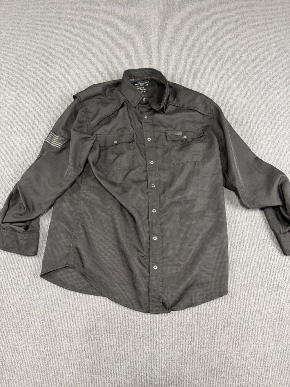 Grunt Style Mens Black Tactical Snap Front Long Sleeve Shirt M